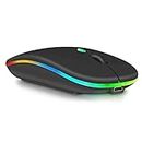 UrbanX 2.4GHz & Bluetooth Mouse, Rechargeable Wireless Mouse for Samsung Galaxy Tab S6 Lite Bluetooth Wireless Mouse for Laptop/PC/Mac/Computer/Tablet/Android RGB LED Onyx Black