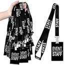 50 Set Event Staff Lanyards with PVC Cards Black Lanyard Pass Staff Cards with Metal Swivel Hook for Concert Event Party Organizer Conference Party Office Supplies