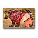 VIUBGCPS Canvas Print Picture Creative Bear Wall Art Painting Baked Honey Glazed Ham Framed and Stretched Poster Home Decor Artwork 20x32 Inches