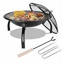 BBQ Grill Outdoor BBQ Grill Heater Grills Round Fire Pit Small Barbecue Stove Charcoal BBQ Grill Patio Camping Picnic Burner Outdoor Portable QIByING
