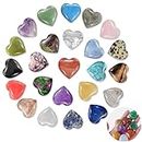DALAETUS 24pcs Healing Crystals Heart Stones, Love Heart Natural Gemstones for Lover, Valentine's Day, Multi Polished Pocket Stone for Stress Relief Reiki Chakra Healing, Meditation, Balancing Yoga