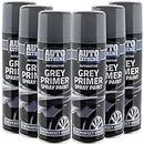 All Purpose Automotive Spray Paint 250ml Can Grey Primer Finish Aerosol Metal Interior Exterior Fast Dry Excellent Coverage Adhesion - Grey Primer - 6 Pack
