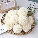 Homyu (Milk White) - Artificial Flowers Chrysanthemum Ball Flowers Bouquet 10pcs Present for Important People Glorious Moral for Home Office Coffee House Parties and Wedding(Milk White)