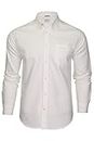 Ben Sherman, camicia Oxford da uomo, a maniche lunghe Bianco (logo tascabile) S