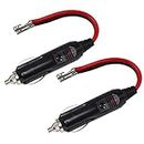 KUNCAN Car Cigarette Lighter Male Plug with Leads, 2 pack Replacement 12 Volt Male Cigar Plug to Bullet Female Terminal Car Adapter Dc Battery Charger cable 10A Fuse Protection with LED Light