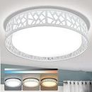 Depuley LED Close-to-Ceiling Lights with Remote Control,35W Dimmable Flush Mount Ceiling Lighting, 3-Light Color Changeable Light Fittings for Office Living Room, Bedroom, Kitchen, Dining Room(White)