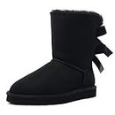 JOY IN LOVE Women's Snow Boots for Winter Mid-Calf high Back Bows, 01 Black Bows (Runs a Littel Small), 9