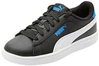 PUMA Boy's Smash 3.0 Leather Pre-School Sneaker, Black/White/Racing Blue, US 3