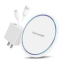 NANAMI 10W Fast Wireless Charger - Qi Charging Pad with QC3.0 Adapter Charger for iPhone 15 Pro Max/14/13/12 Mini/11/XS Max/XR/X/8, Airpods Pro/3, for Galaxy S24 Ultra/S23/S22/S21/S20 fe/S10, Pixel 6