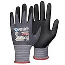 Safety Work Gloves MicroFoam Nitrile Coated-3 Pairs, KG18NB,Seamless Knit Nylon Glove with Black Micro-Foam Nitrile Grip,Ideal for General Purpose,Automotive,Home Improvement,S