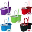 360° FLOOR MAGIC SPIN MOP BUCKET SET MICROFIBER ROTATING DRY HEADS WITH 2 HEADS