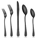 Black Cutlery Flatware Set, LIANYU 20-Piece Stainless Steel Black Silverware Set for 4, Modern Tableware Set Include Fork Spoon Knife, Mirror Finish, Dishwasher Safe