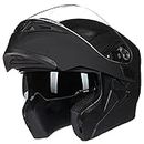 ILM Motorcycle Motorbike Dual Visor Flip up Modular Full Face Helmet DOT 6 Colors Model 902 (L, Matte Black)