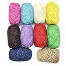 Asian Hobby Crafts Jute Thread Twine Cord,: Set of 10: Multicolor : (Thick: 2mm, Length: 25 Meters Each Color)