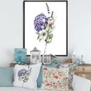 East Urban Home Bouquet of Hydrangea Anemone Artichoke & Lavender - Painting on Canvas in Indigo/White | 20 H x 12 W x 1 D in | Wayfair