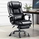Blisswood Chaise de bureau avec repose-pieds, support lombaire ergonomique, inclinable, dossier réglable, chaise pivotante à 360°, noire, pour la maison et le bureau (noir)