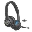 JLab Go Work 2nd Gen Wireless Headsets with Microphone for Laptop, 55+ Hr Playtime Bluetooth or USB C Dongle PC Headset, Multipoint Connect to Computer & Mobile, On Ear Wired or Wireless Headphones