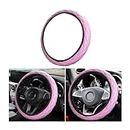Moly Magnolia Leather Steering Wheel Cover with Bling Rhinestones, 15 Inch Elastic Anti-Slip Protector, Crystal Sparkly Colorful Diamond for Women Girls, Universal Auto Interior Accessories (Pink)