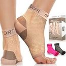 Physix Gear Plantar Fasciitis Socks with Arch Support for Men & Women - Best 24/7 Compression Foot Sleeve for Heel Spurs, Ankle, PF & Swelling - Holds Shape & Better than a Night Splint - BEIGE S/M
