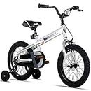 JOYSTAR 16 Inch Kids Bike with Training Wheels for Ages 4 5 6 7 Years Old Boys and Girls, Children Bicycle with Handbrake for Early Rider, Silver