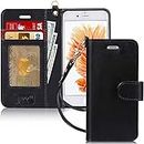 FYY Case for iPhone 6/6s, PU Leather Wallet Phone Case with Card Holder Flip Protective Cover [Kickstand Feature] [Wrist Strap] for Apple iPhone 6/6s 4.7" Black