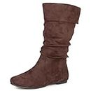 Journee Collection Womens Shelley Mid Calf Slouch Boots Regular and Wide Calf with Flat Sole, Brown, 7.5, Brown, 7.5