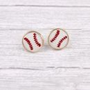 Faux Leather Embroidery Sofeball Stud Earrings Baseball Studs Sports Jewelry NEW