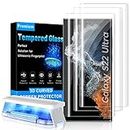 Mowei [3-Pack] Galaxy S22 Ultra Tempered Glass Screen Protector [Support Fingerprint Unlocking] 3D Curved Tempered Glass for Samsung S22 Ultra 5G [Anti-Overflow Easy Installation Tray]