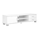 Artiss TV Unit Cabinet Entertainment Units, 120cm Length Stand Table Cabinets Storage Shelf Organiser Cupboard Home Living Room Bedroom Furniture, with 2 Drawer and Cable Management Holes White