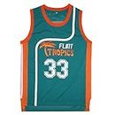 BOROLIN Mens Basketball Jersey #33 Jackie Moon Flint Tropics 90s Movie Shirts, Green, Large