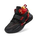 Dream Pairs Boys Girls Basketball Shoes Little Kid Big Kid Non-Slip Sport Athletic Sneakers Boys Comfortable Durable School Training Shoes, Black/Red, 3 Little Kid