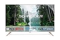 SCHNEIDER - SC50S1FJORD - Smart TV 4K UHD Blanc - 127 cm - Netflix - Prime Vidéo - 3 HDMI - 2 USB - Ecran sans Bord - Pied Effet Bois