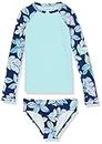 Kanu Surf Girls' Toddler Long Sleeve Rashguard Two Piece Swim Set, Charlotte Navy, 5T