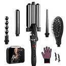 BRONAL Curling Iron, 5 in 1 Curling Wand Set with 3 Barrel Hair Waver and Hair Straightener Brush, 15s Fast Heating Hair Wand, Hair Curler With LED Display For All Types Of Hair, AU Plug