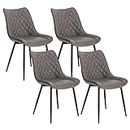 WOLTU Dining Chairs Set of 4 Counter Kitchen Chairs Lounge Leisure Living Room Corner Chairs Dark Grey Leatherette Reception Chairs with Backrest and Padded Seat