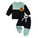 Infant Baby Boy Pants Set 2PCS Cotton Soft Long Sleeve Sweatshirts Long Pants Boys Fall Winter Outfit (Black, 0-6 Months)