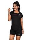 DECISIVE Fitness Ladies Relexed Fit Yoga T Shirts Gym Wear Tees, Sports & Workout Tops for Women & Girls (Medium(30" to 32" Chest), Black)