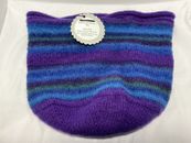 Custom Knit Boho Market Bag/Tote 100% wool New by Local Artisans Virginia Purple