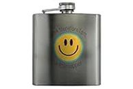 Stainless Steel Flask - Funny 'I Drink so I am a Little Happier' Full Colour Hip Flask, Ideal Birthday or Present for Him or Her - Alcohol Flask for Whiskey, Vodka, or Rum