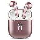 OYIB Wireless Earbuds, Mini Bluetooth 5.3 Headphones HiFi Stereo, Wireless Earphones with ENC Noise Cancelling Mic, Touch Control, Type-C Charging, in Ear Wireless Headphones Rose Gold