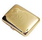 Long River Sunset Maple Leaf Design,King Size for Women, Pure Copper Metal Cigarette Case with Double，Flip-top Cigarette case，Sided Spring Clip, Holds 16 Cigarettes. (Bright Gold)