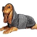 Elite Paws® UK: Luxury Microfibre Drying Robe/Coat. Dry Your Pet In Around 20-30 Minutes. Super Absorbent Dressing Gown, Ultra Soft Towelling, Puppy Towel, Pup Grooming/Shower/Bath Accessories (M)