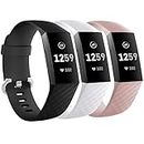 3 Pack Silicone Bands for Fitbit Charge 4/ Fitbit Charge 3/ Charge3 SE,Silicone Fitness Sport Wristbands for Women Men Small Larg（Black/White/Pink）