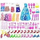 85PCS Doll Clothes and Accessories Set,10 Long Dress, Shoes Jewelry Bags Compatible with 11.5 Inch Girls Doll Summer Clothes Accessories Birthday