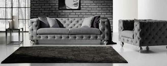 Juego de sofá sillón gris premium muebles de sala de estar estilo Chesterfield