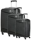 KAMILIANT by American Tourister KAM-ROCKLITE Set of 3 Trolley Bags 55 cm, 68 cm and 79 cm Small, Medium and Large Hard-Sided Polypropylene 4 Wheeler Spinner Luggage (Black)