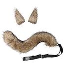 XGOPTS Faux Fur Shining Fox Cat Cosplay Costume Set Wolf Cat Ears Hair Clip and Animal Tail Kit Colorful Furry Fox Wolf Hair Hoop Long Tail Kit Animal Dress Up Fancy Dress Halloween Party Costume