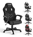 bigzzia Gaming Chair Ergonomic Office Chair - PU Leather Computer Chair With Headrest, Adjustable Height Office Armchair 360°Swivel For PC Office Gamer (Black)