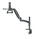 K&M Stands 23874 BioBased Tablet Holder - Fits 10 to 16 Inch Tablets - Pneumatic Spring and Clamp for Desk or Table - Adjustable Height and 360 Degrees of Rotation - Black