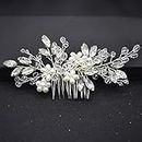 Wedding Hair Accessories, Fanvoes Hair Pieces Comb for Brides Bridal - Silver Vintage Headpiece Jewelry Decorations w/Rhinestone Crystal Ivory Pearl for Mother of Bride Bridesmaid Women Flower Girls